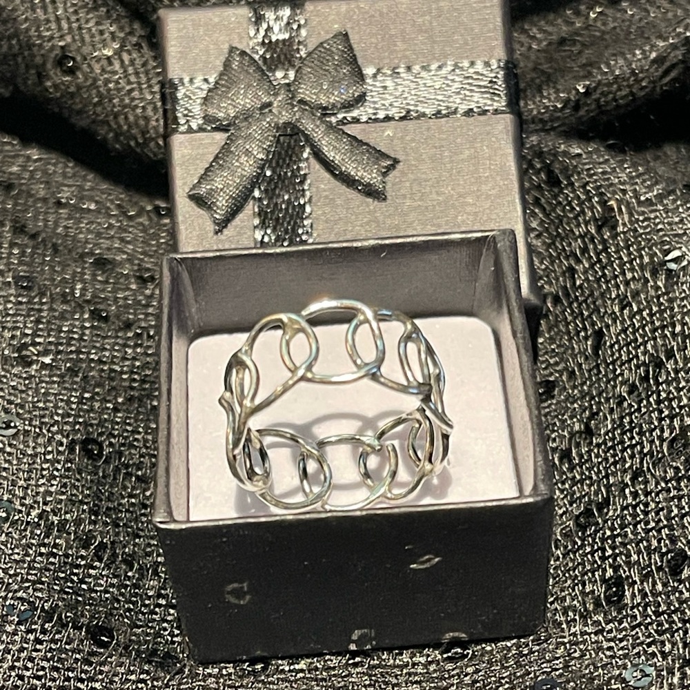Lattice Silver Ring -Stackable -Vintage